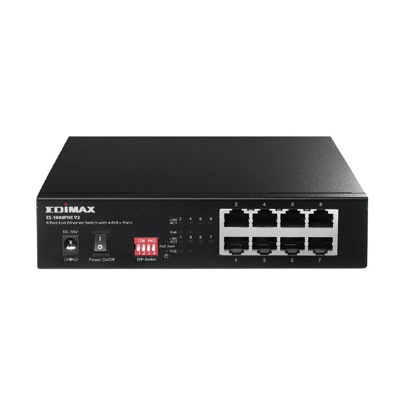 You Recently Viewed Edimax ES-1008PHE V2 Long Range 8-Port Fast Ethernet Switch with 4 PoE+ Ports + DIP Switch Image
